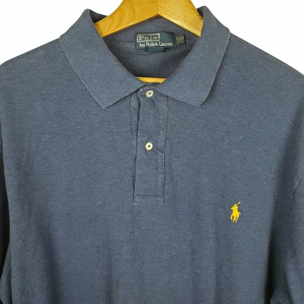 Polo by Ralph Lauren Men's 2XLT Blue Polo Shirt. Long Sleeve. #0156